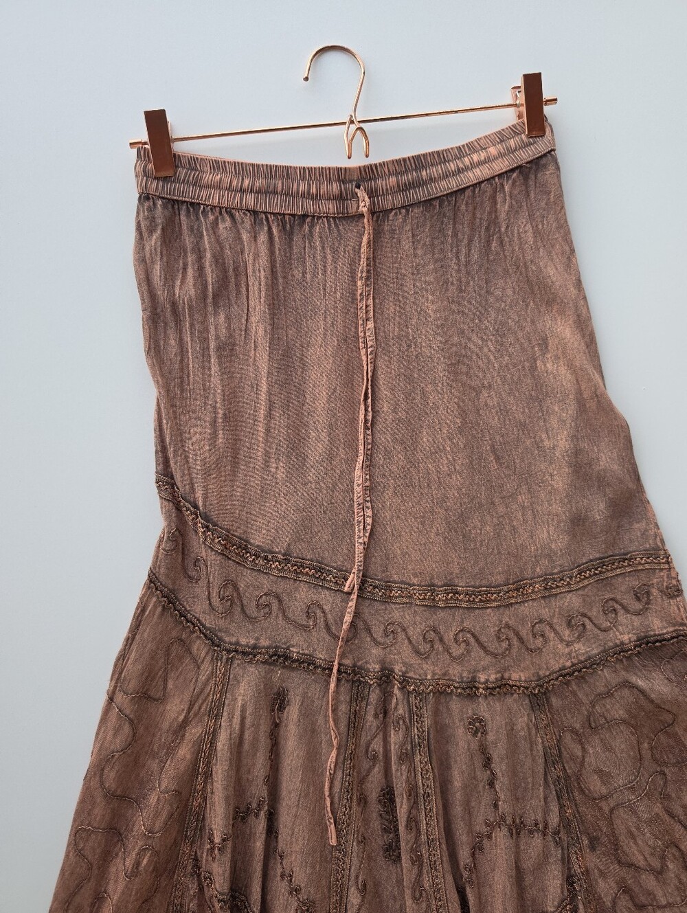 Scully Honey Creek Brown Embroidered Asymmetrical Hem Maxi Skirt - Picture 5 of 10